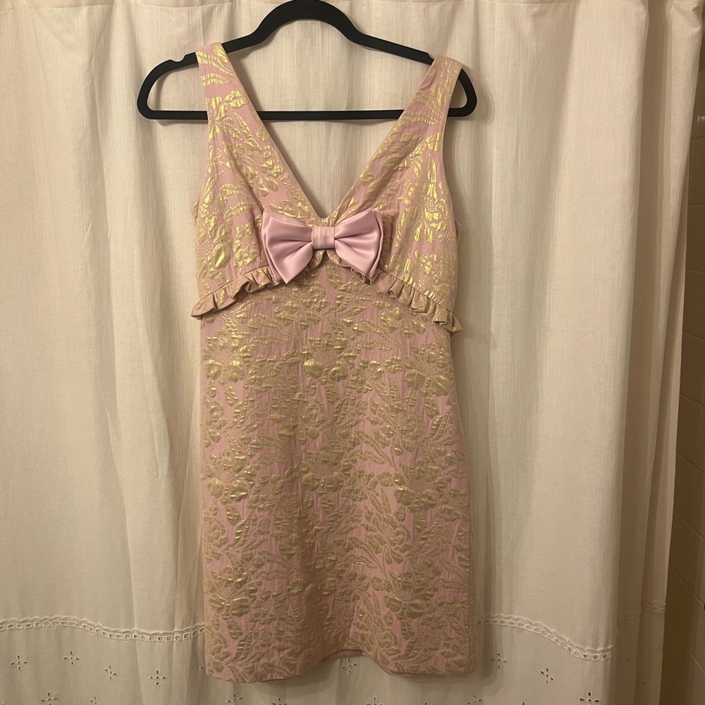 Betsey Johnson Pink and Gold Brocade Party Dress